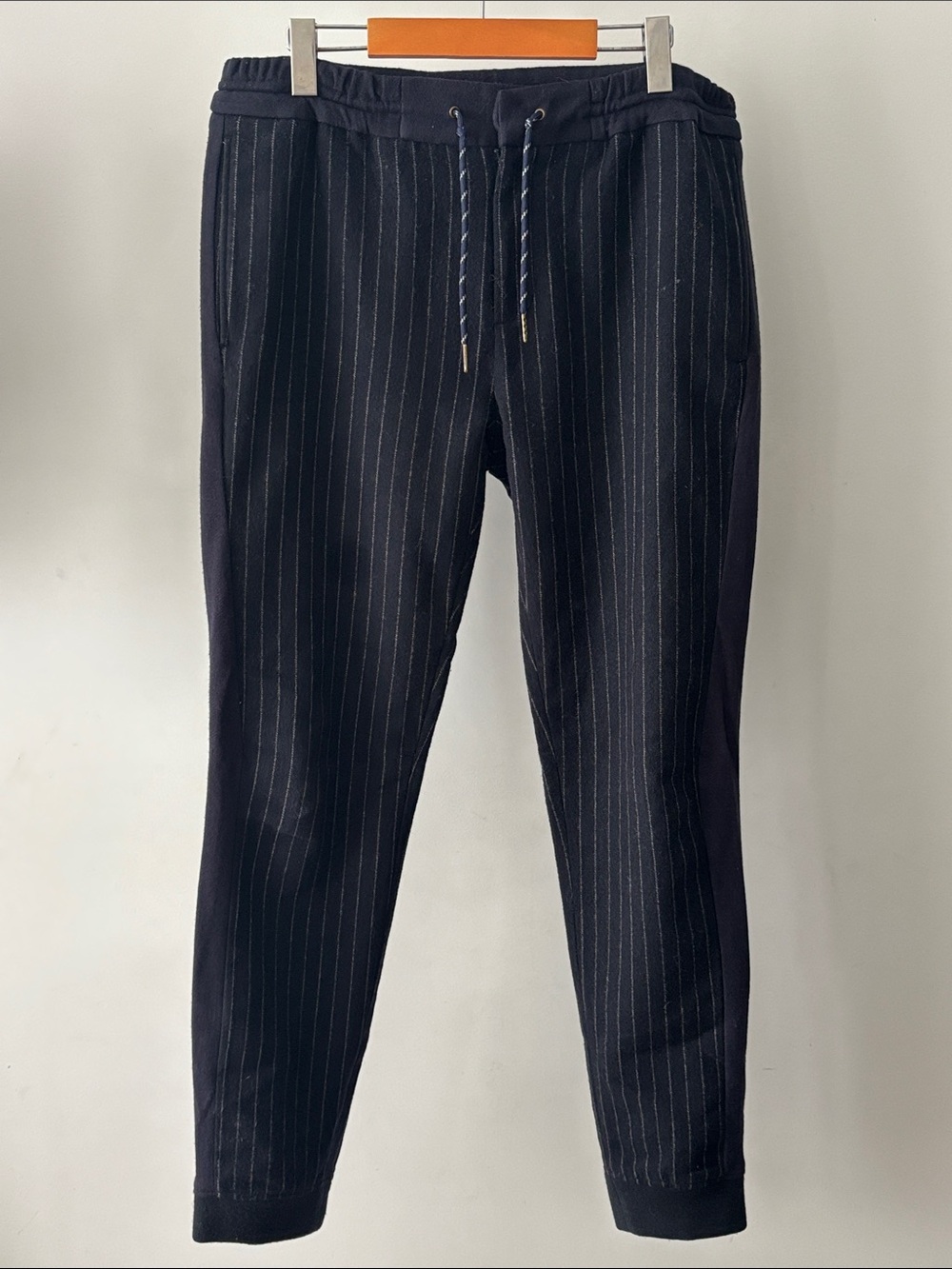 Scotch & Soda Wool Blend Pinstripe Jogger Pants Navy Gray Size S